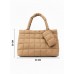 Quilted Tote Handbag with Detachable Pouch, Lightweight Large Capacity Shoulder Bag for Women – Stylish Work, Travel & Everyday Use 